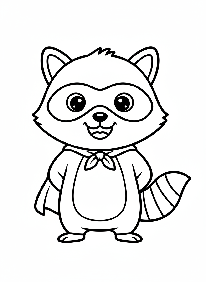 Superhero Raccoon Coloring Page