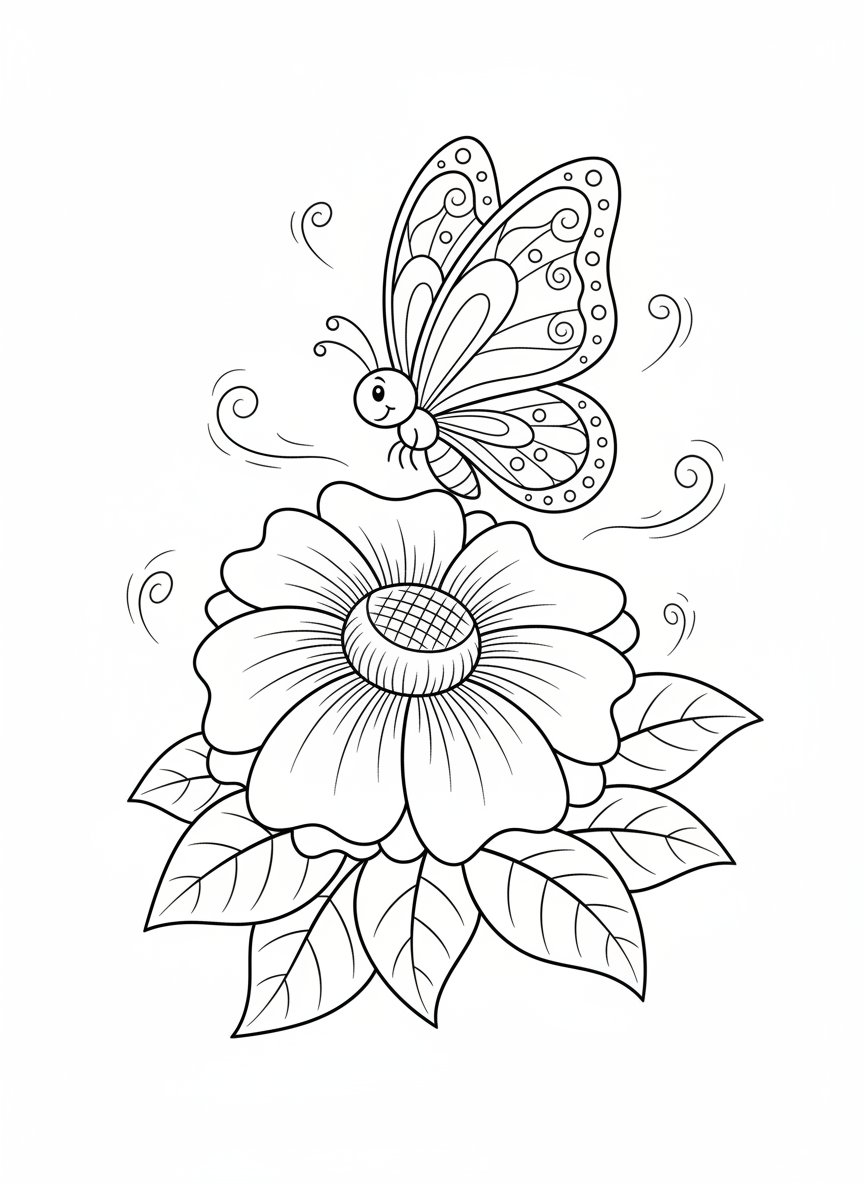 Whimsical Butterfly & Fantasy Flower