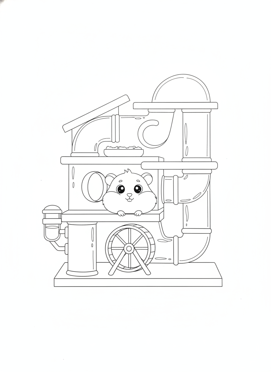 Whimsical Hamster House Adventure: A Fun Coloring Page for Kids