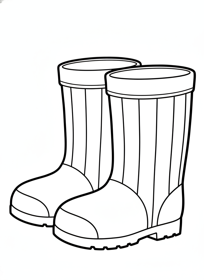 Adorable Rainbow Rain Boots Coloring Page for Kids