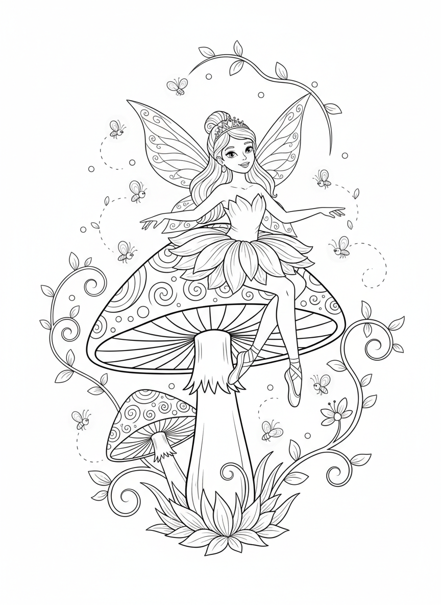 Ballet Fairy on a Magic Mushroom