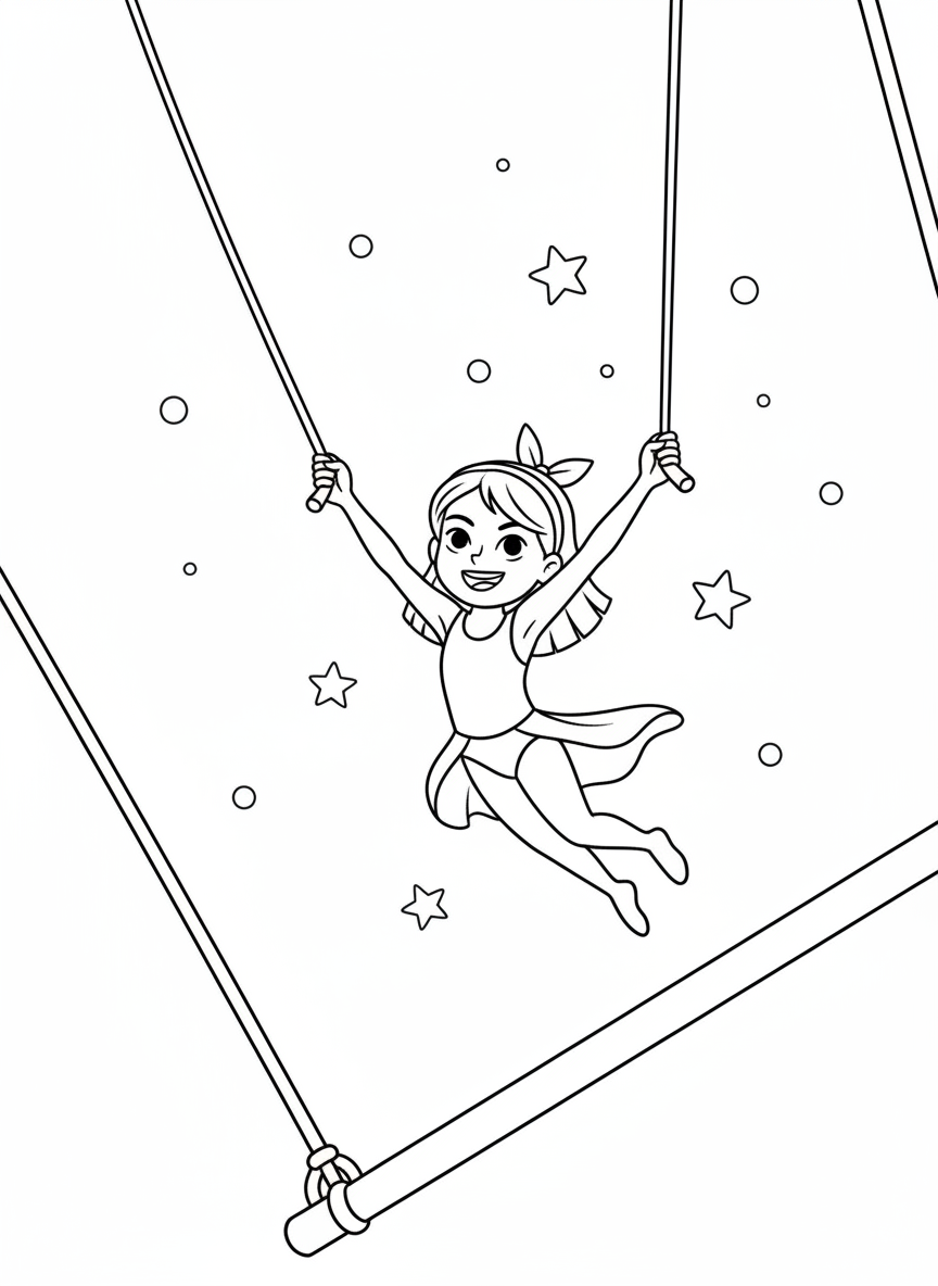 Brave Trapeze Artist Coloring Page for Kids
