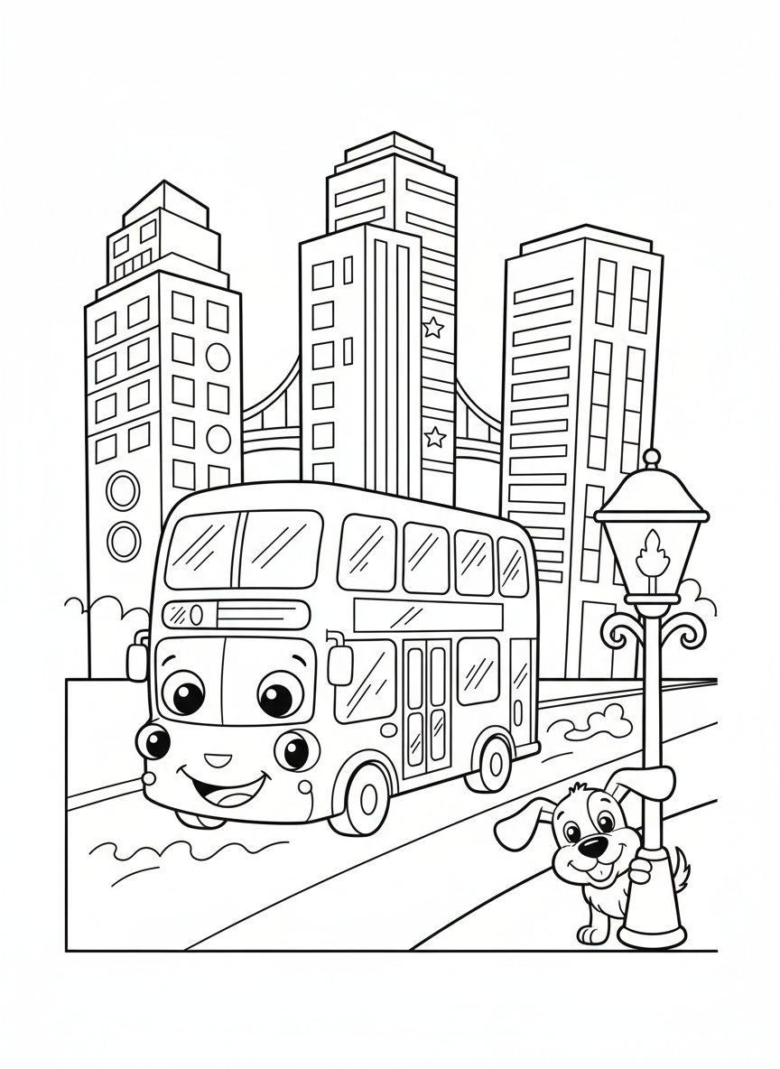Bustling City Street Adventure Coloring Page