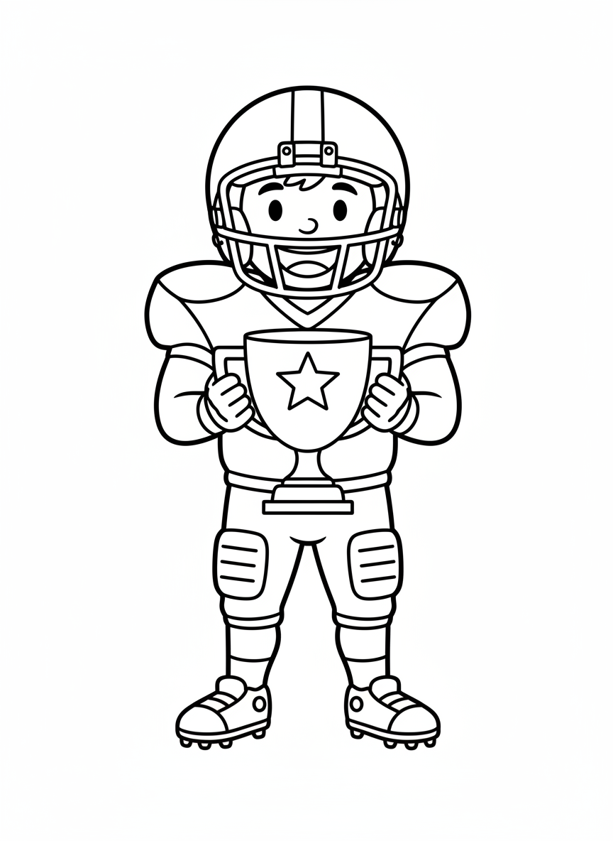 Champion Football Player Coloring Page for Kids