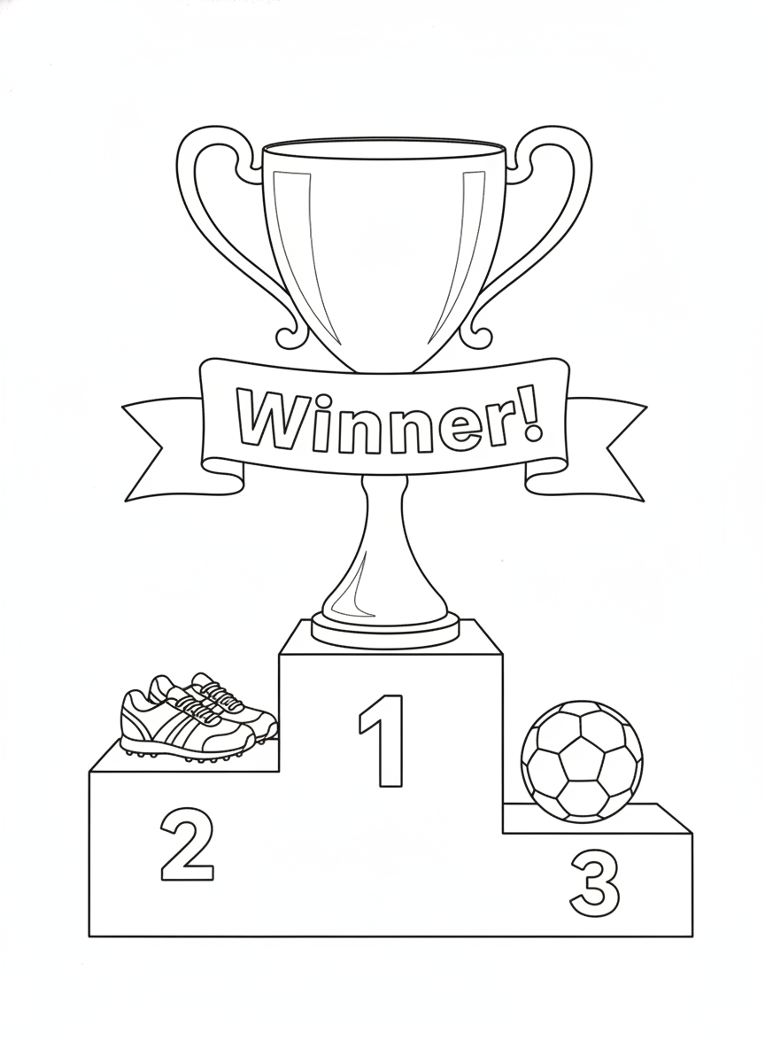 Champion's Trophy & Sports Gear Coloring Page