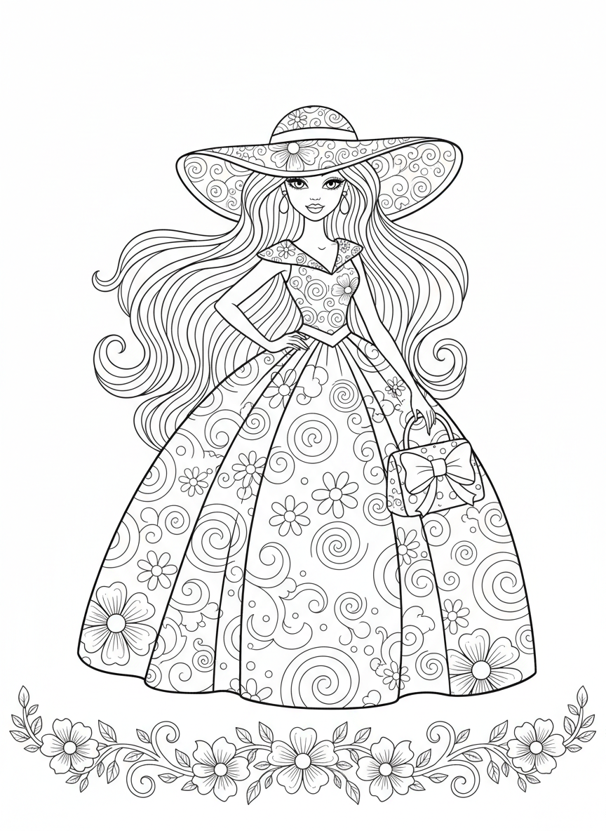 Charming Fashion Doll Coloring Page