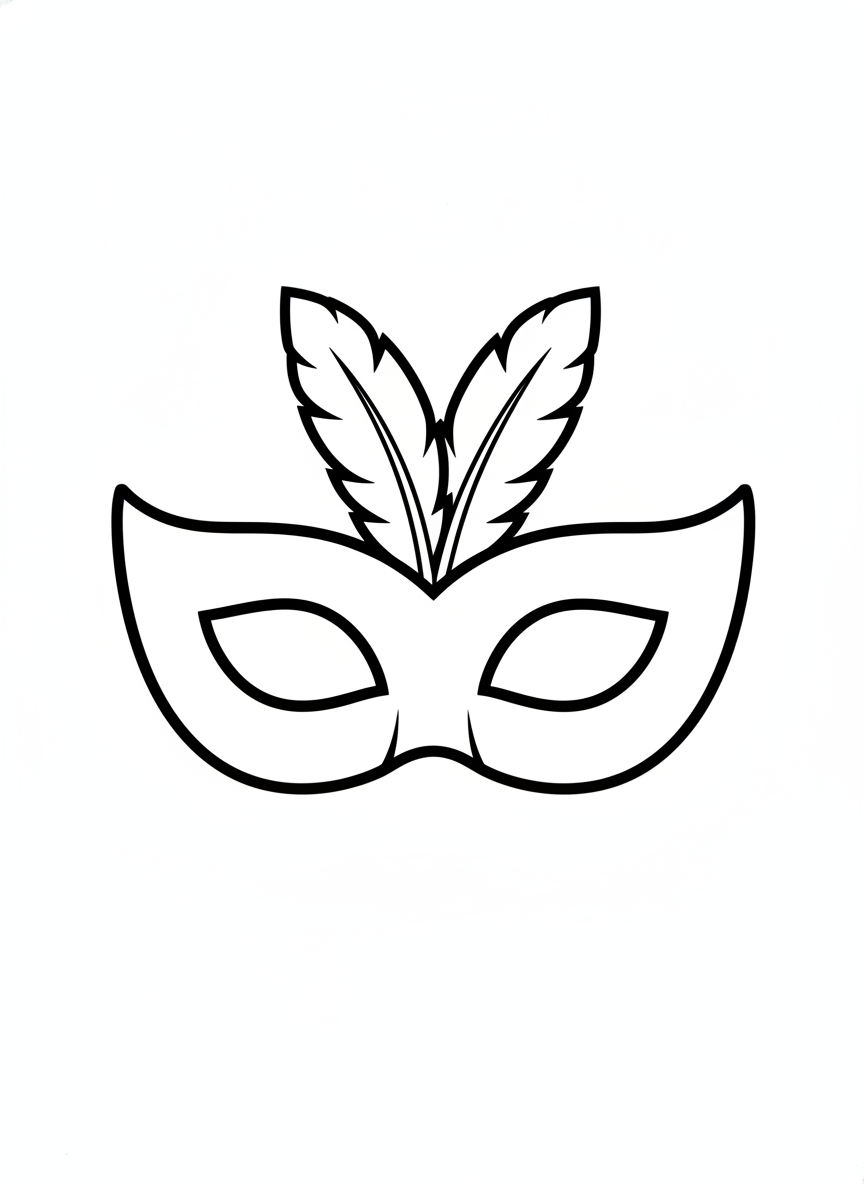 Cheerful Carnival Mask Coloring Page for Kids