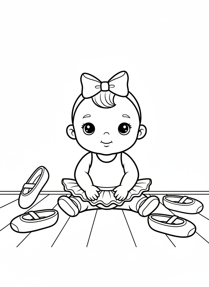 Cute Baby Ballerina Coloring Page for Kids
