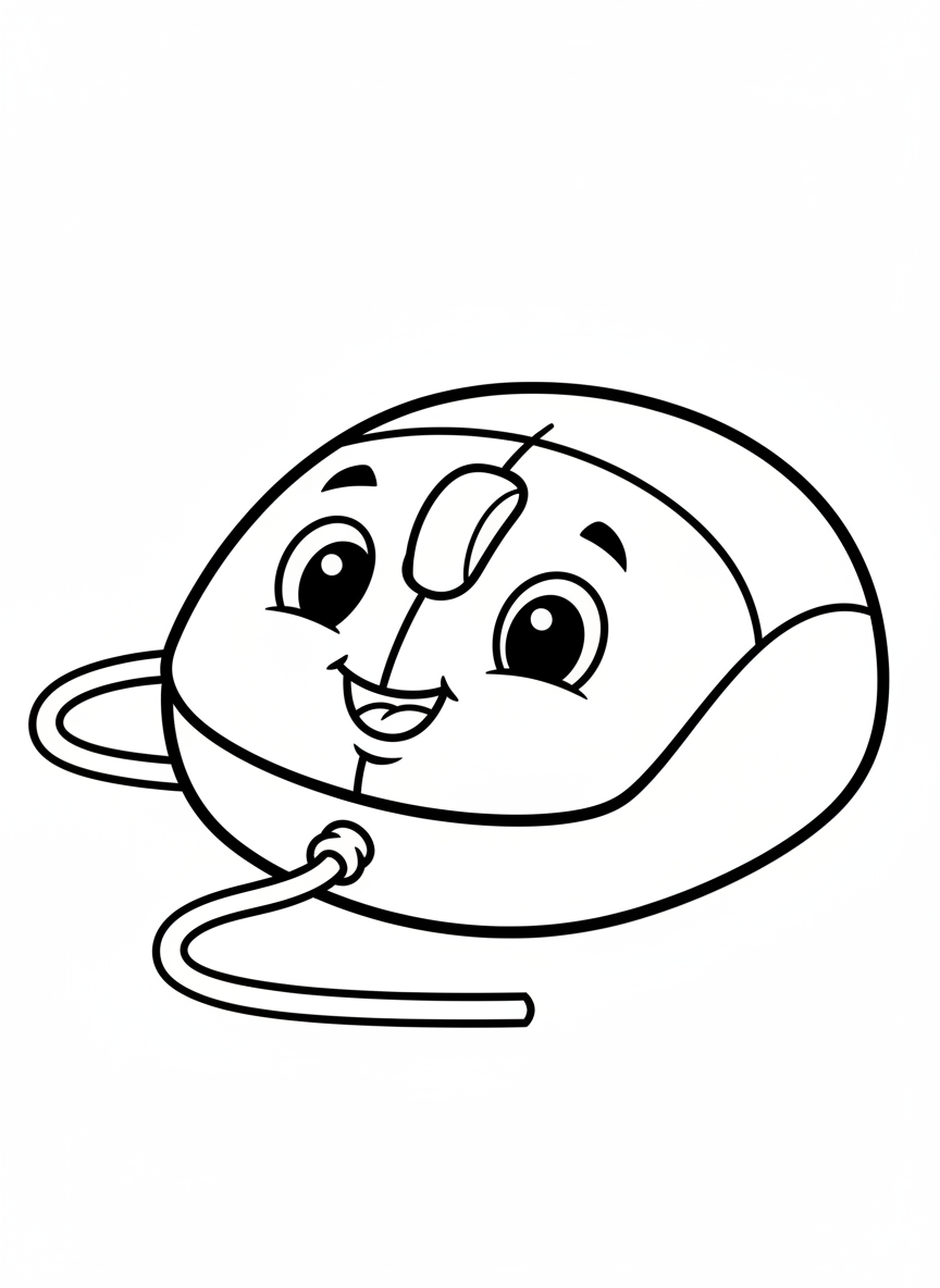 Cute Cartoon Computer Mouse Coloring Page