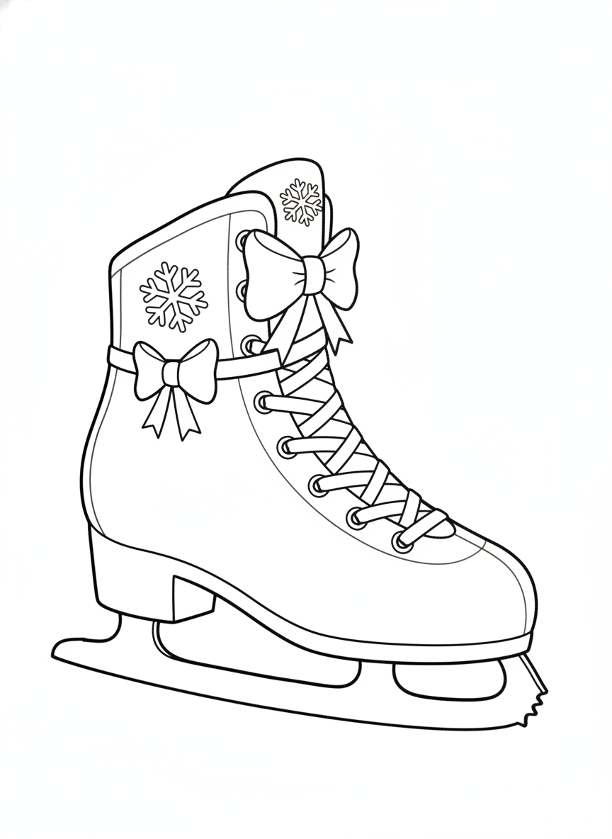 Cute Cartoon Figure Skating Shoe Coloring Page for Kids
