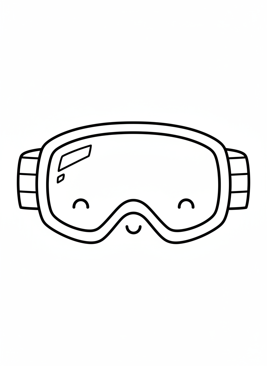 Cute Cartoon Ski Goggle Coloring Page