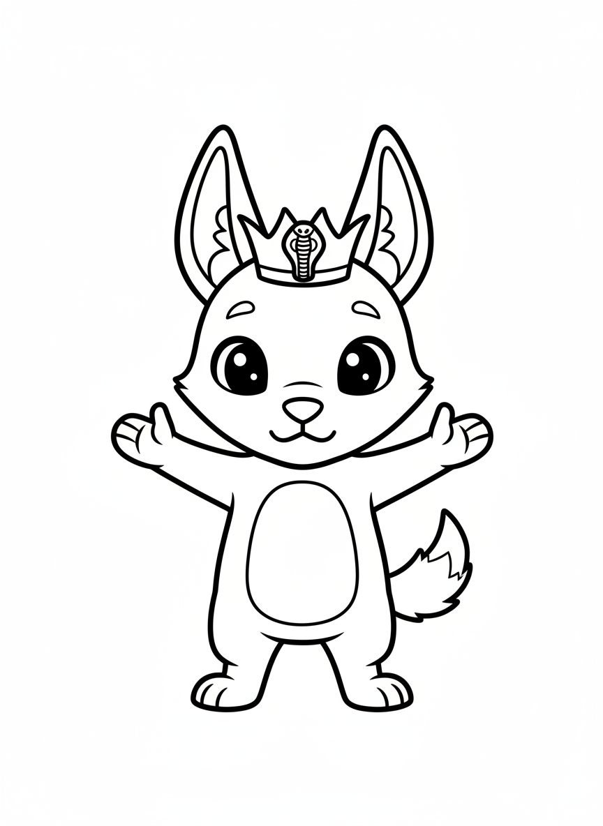 Cute Egyptian Jackal Pharaoh Coloring Page