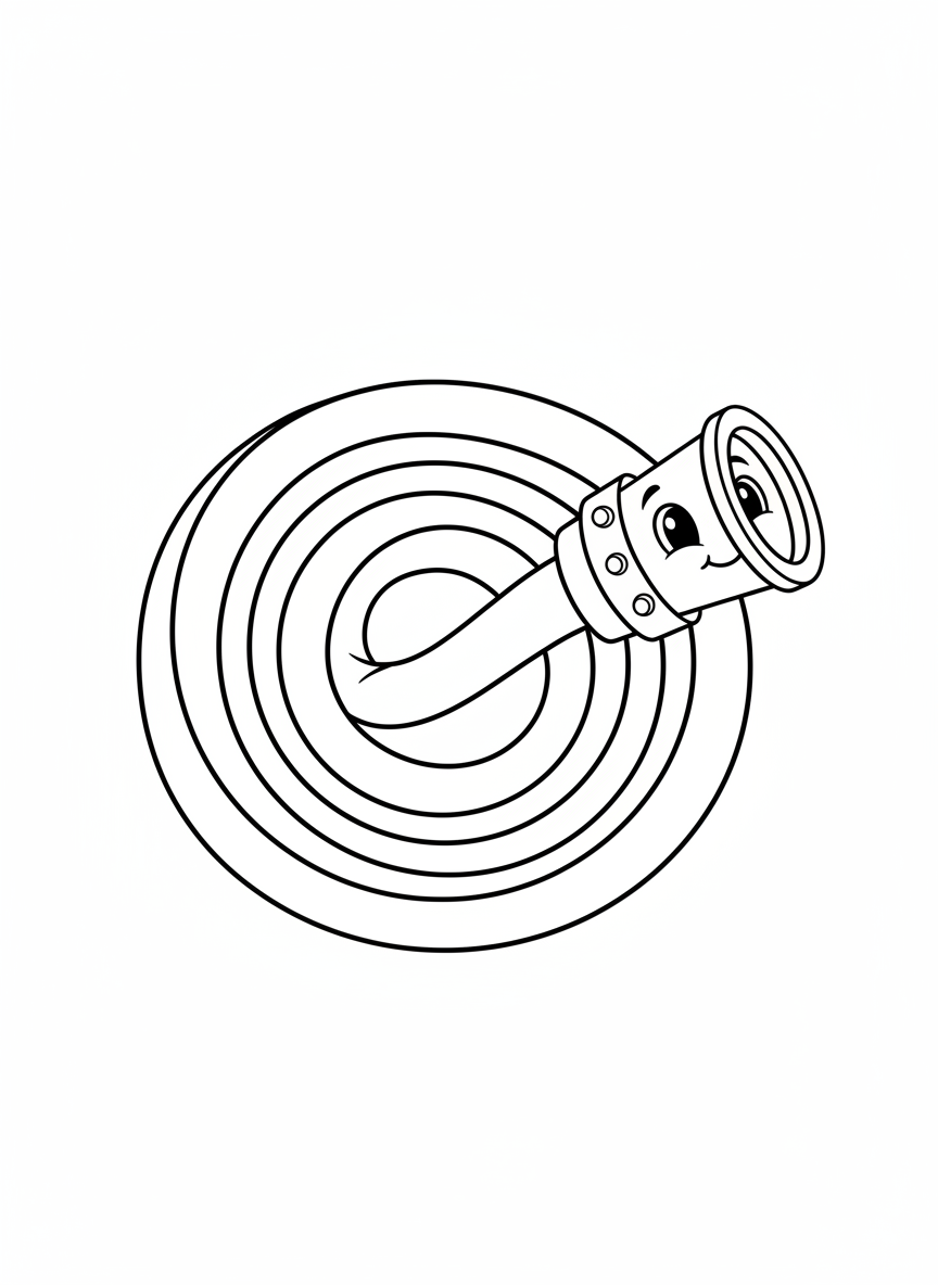 Cute Fire Hose Coloring Page for Kids