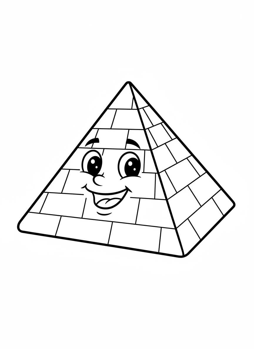 Cute Friendly Pyramid Coloring Page for Kids