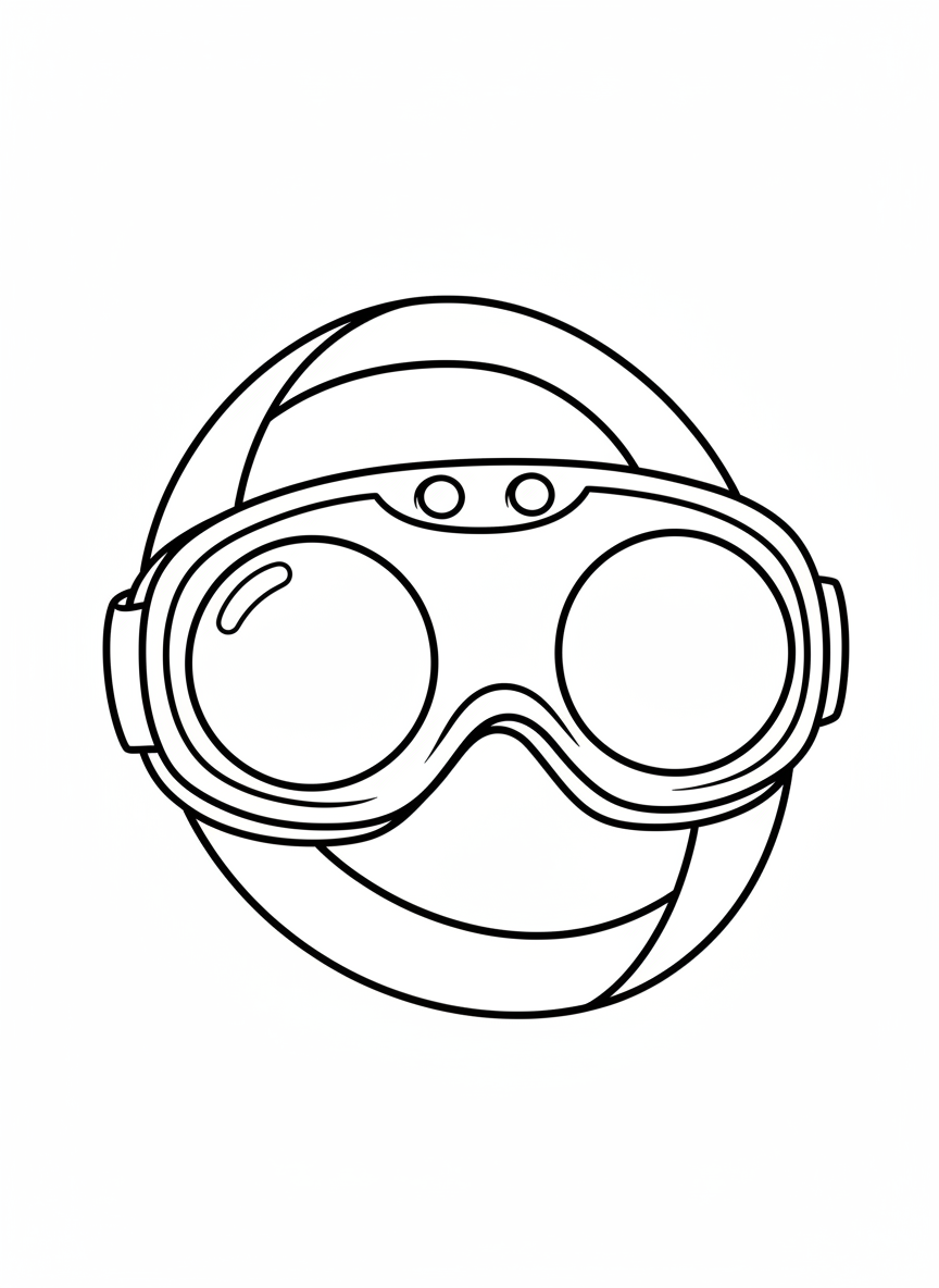 Cute Futuristic Ski Goggle Coloring Page for Kids
