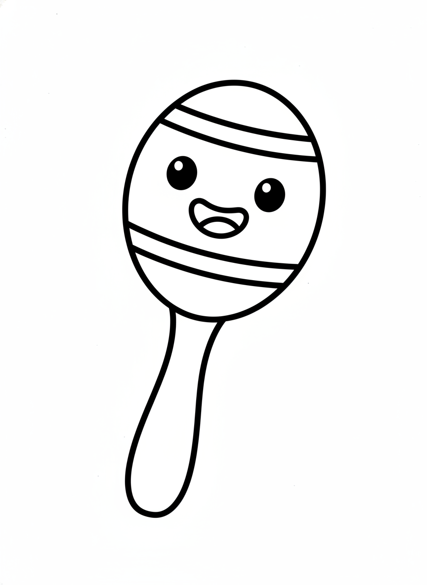 Cute Happy Maraca Coloring Page for Kids