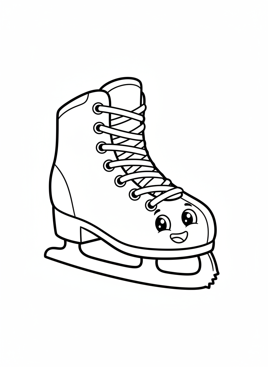Cute Ice Skate Coloring Page for Kids