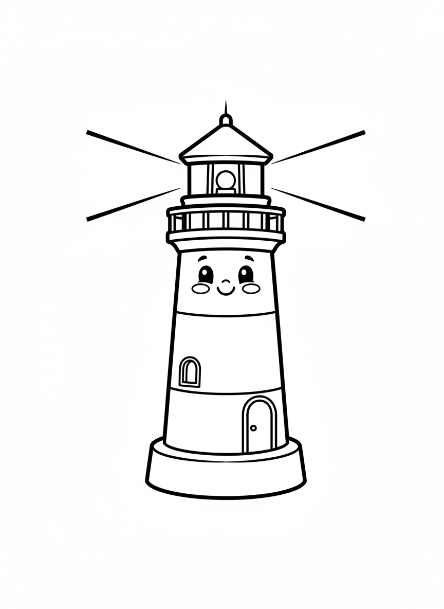 Cute Lighthouse Coloring Page for Kids