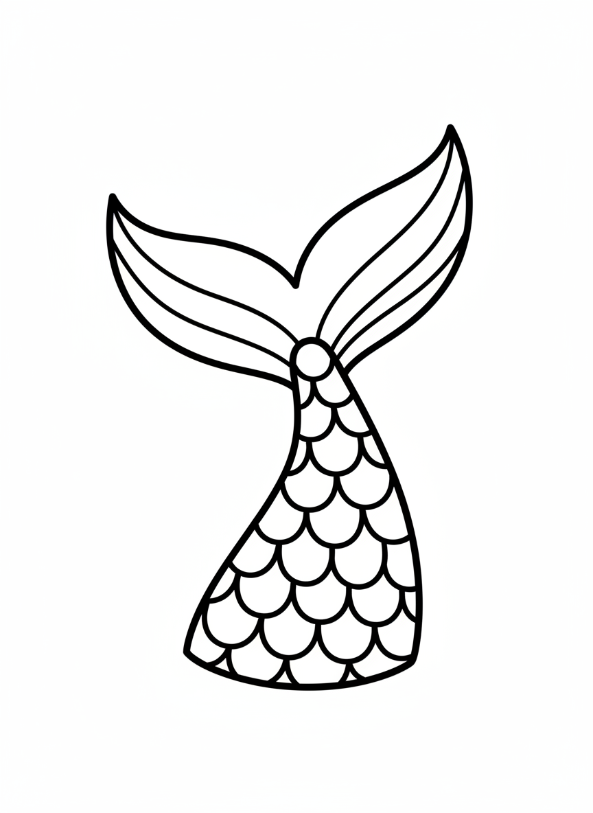 Cute Mermaid Fin Coloring Page for Kids