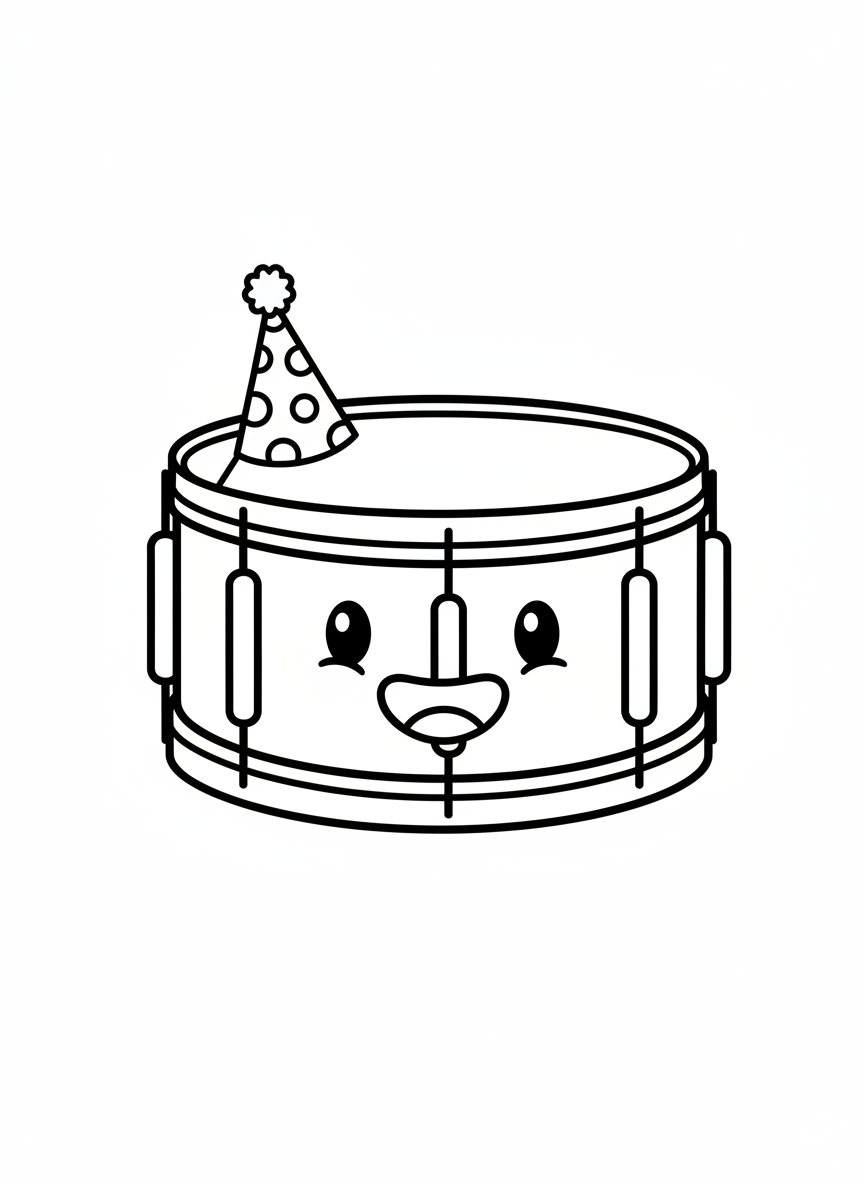 Cute Snare Drum Coloring Page for Kids