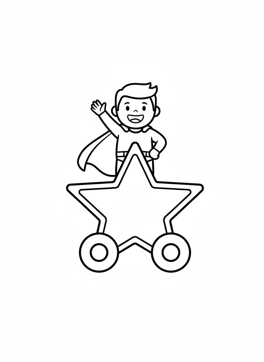 Cute Superhero Parade Float Coloring Page