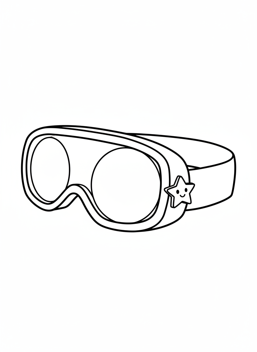 Cute Superhero Ski Goggle Coloring Page