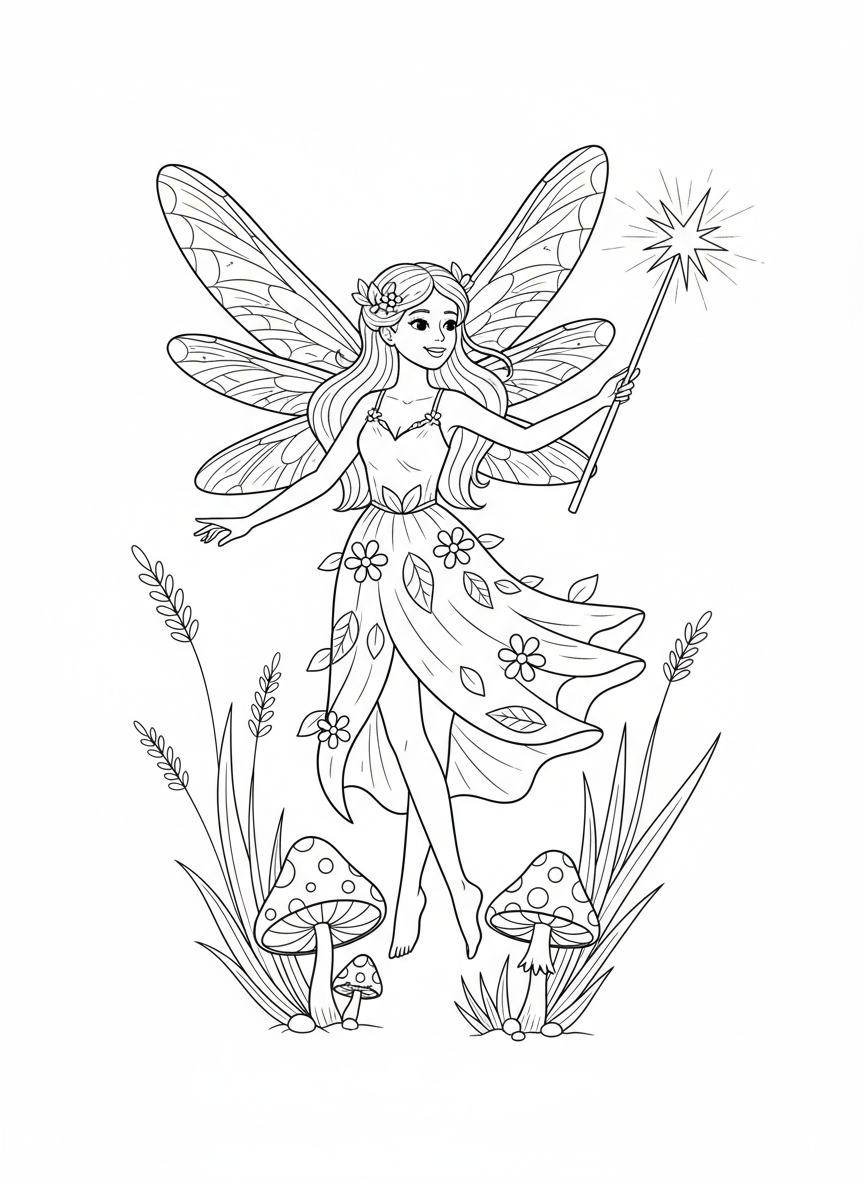 Dragonfly Fairy Dance Coloring Page