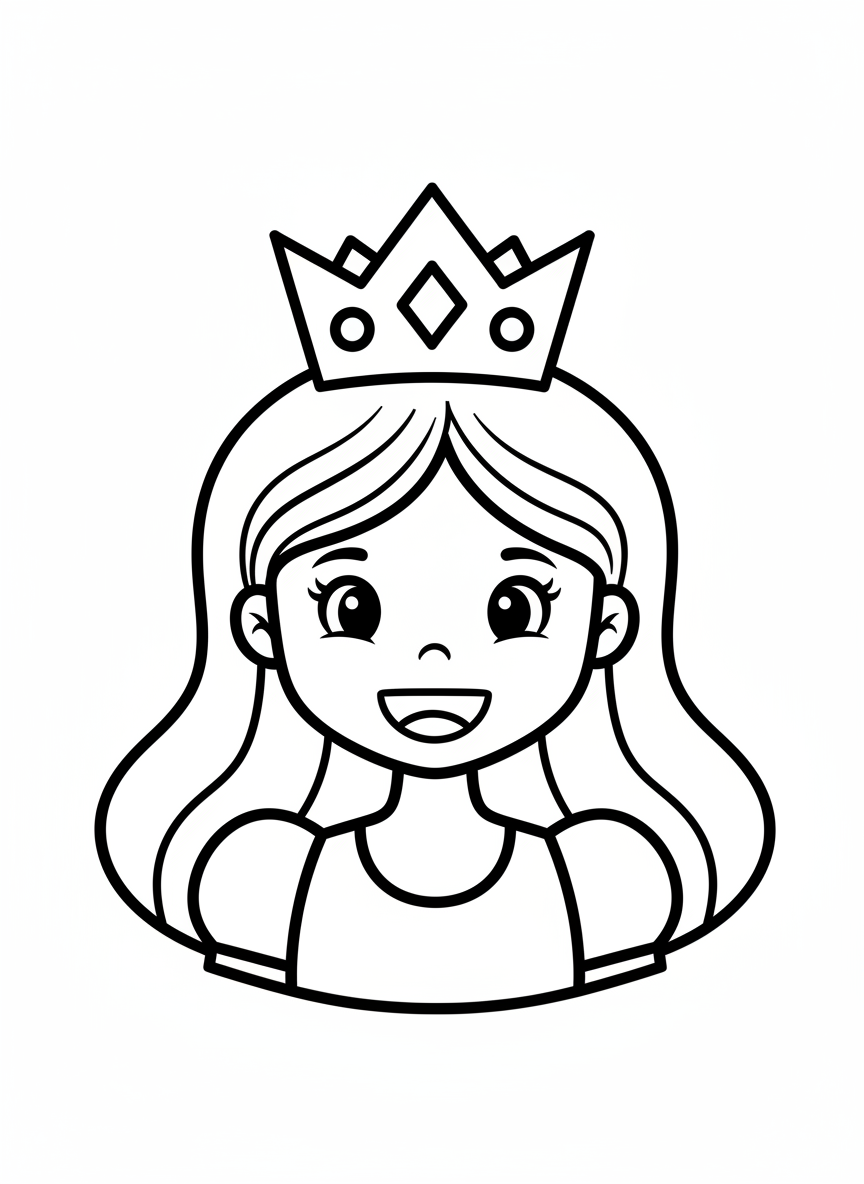 Easy Cartoon Princess Coloring Page