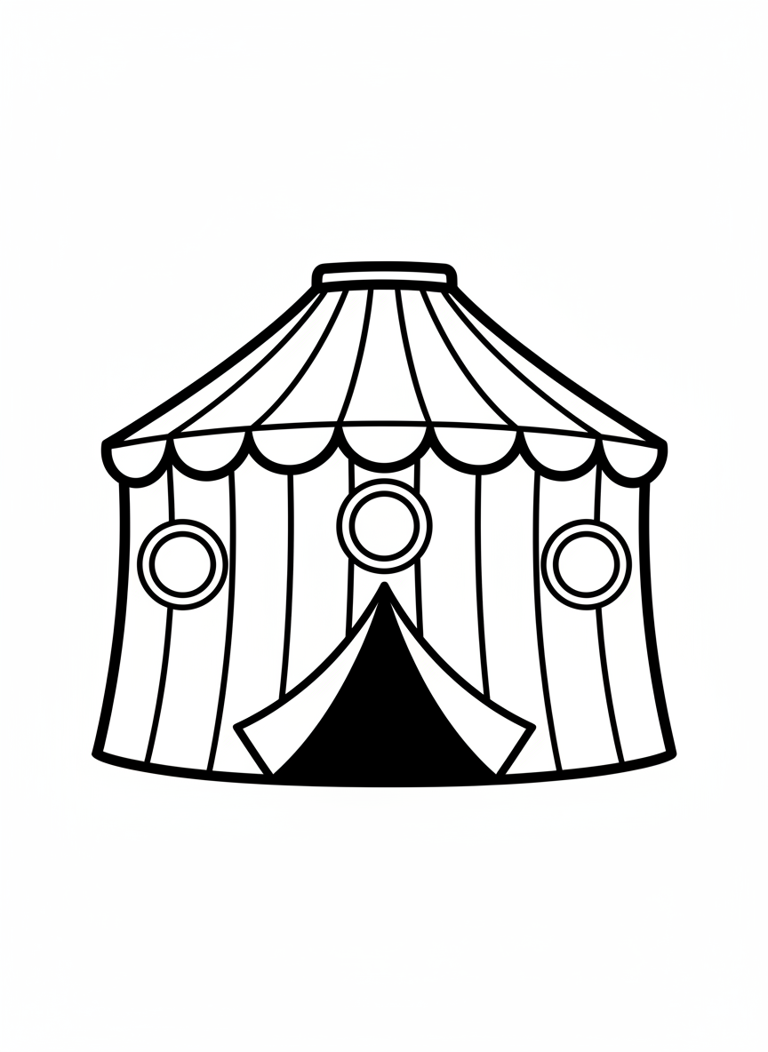 Easy Circus Tent Coloring Page for Kids