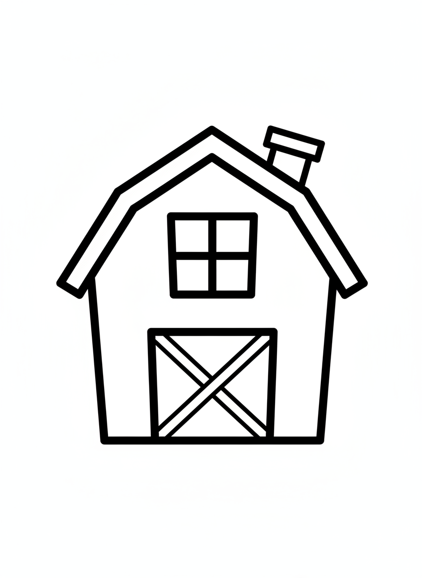 Easy Farmhouse Coloring Page for Kids