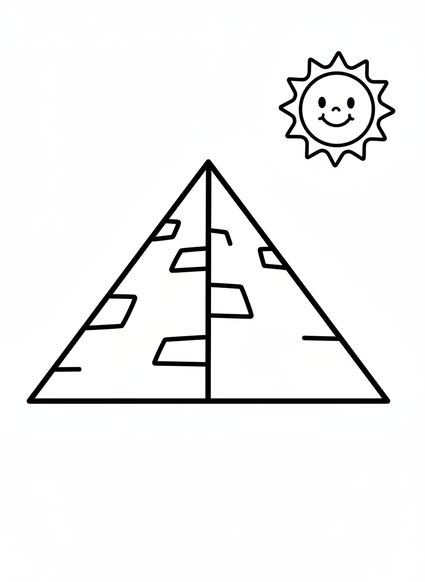 Easy Pyramid Coloring Page for Kids
