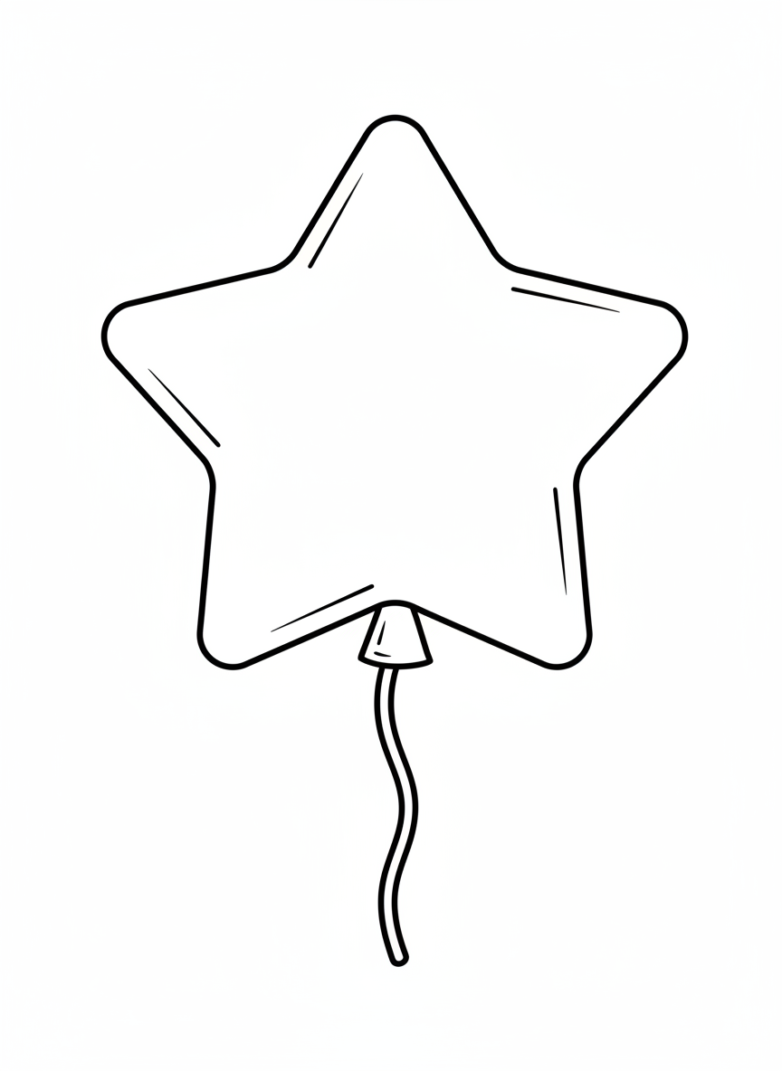 Easy Star Balloon Coloring Page for Kids