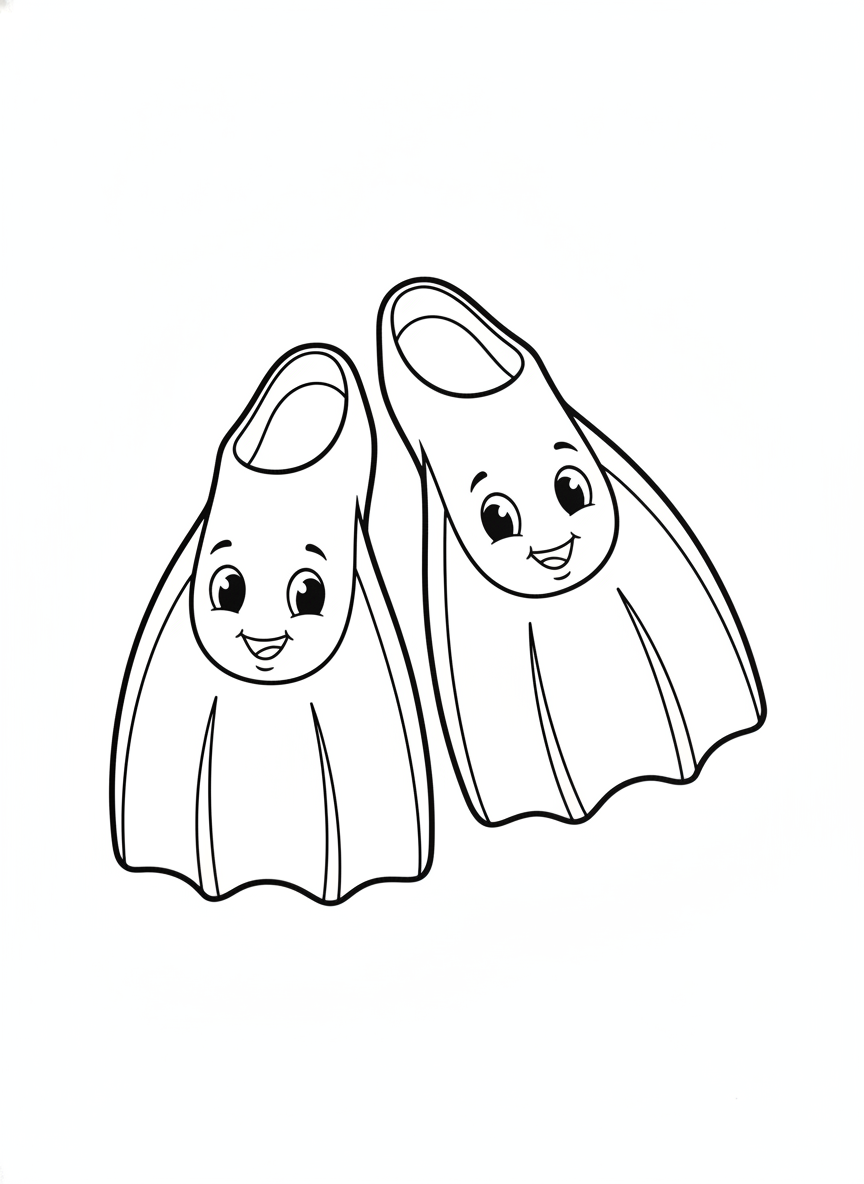 Easy Swim Fins Coloring Page for Young Kids