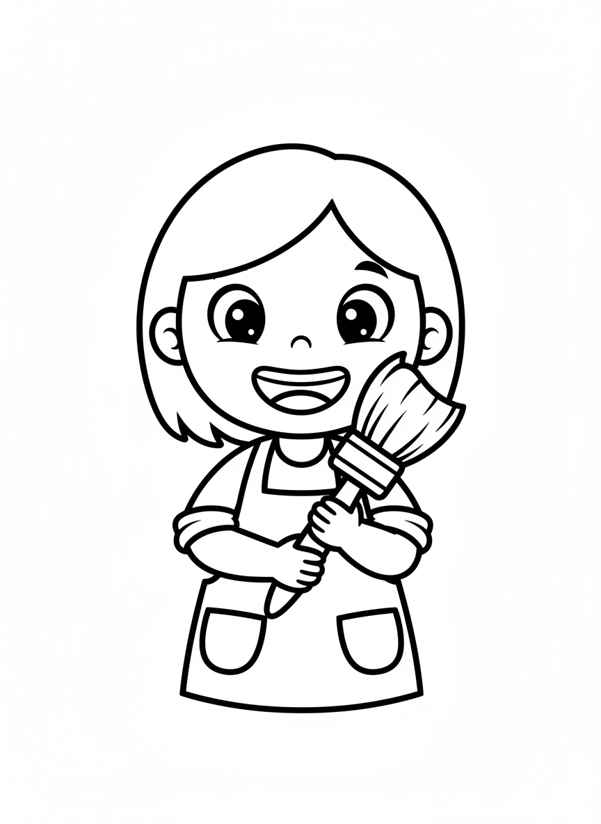 Friendly Art Teacher Coloring Page for Kids