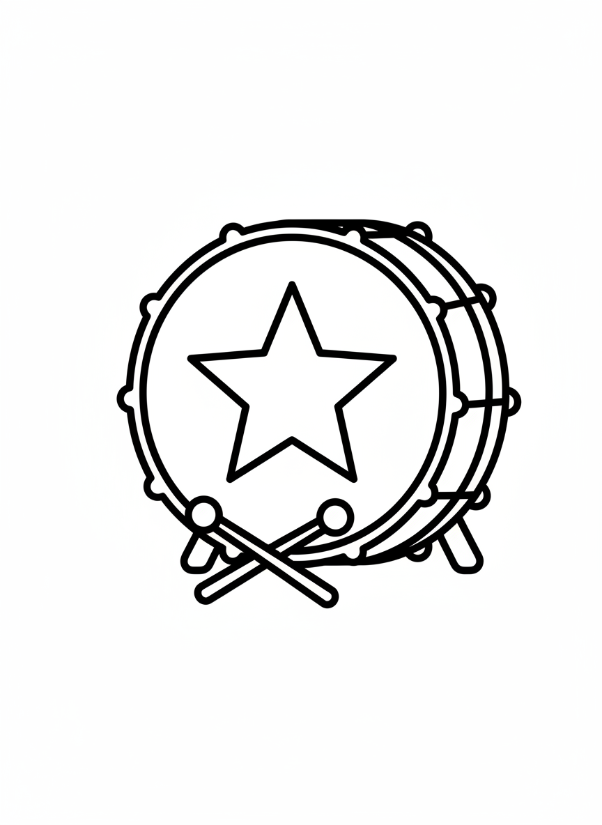 Friendly Bass Drum Coloring Page for Kids