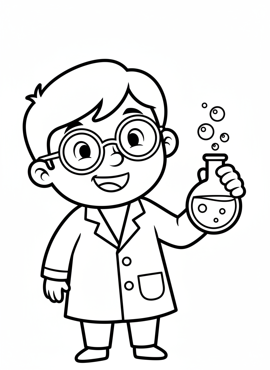 Friendly Science Teacher Coloring Page for Kids
