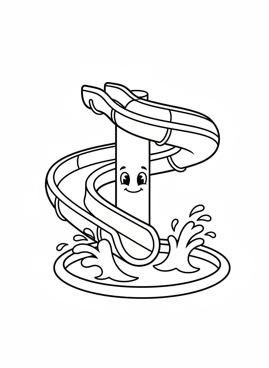 Friendly Water Slide Coloring Page