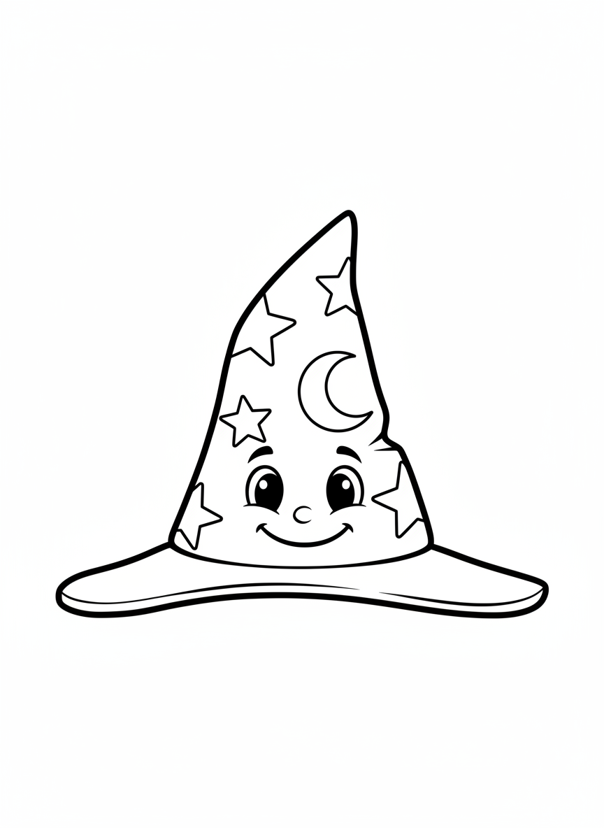 Friendly Wizard Hat Coloring Page for Kids