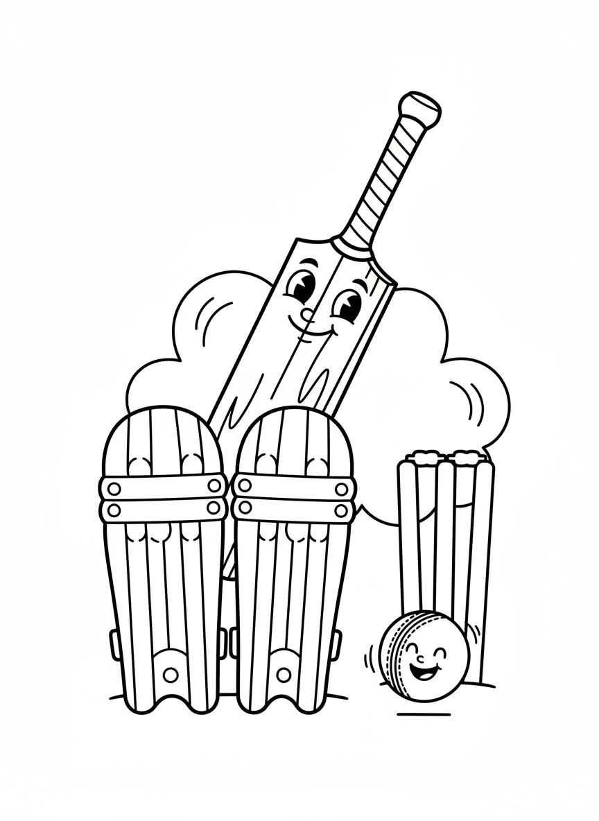 Fun Cricket Gear Coloring Page
