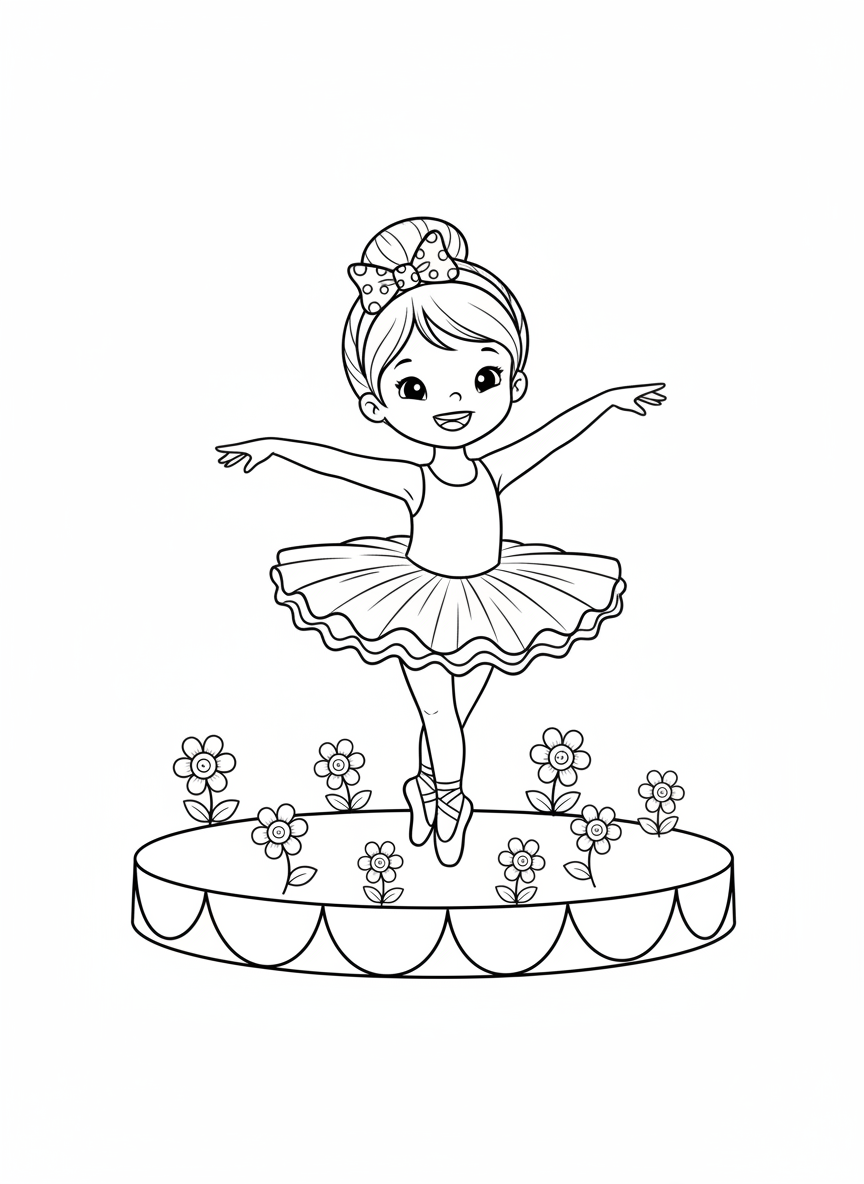 Graceful Ballerina Pirouette: A Delightful Kids' Coloring Page