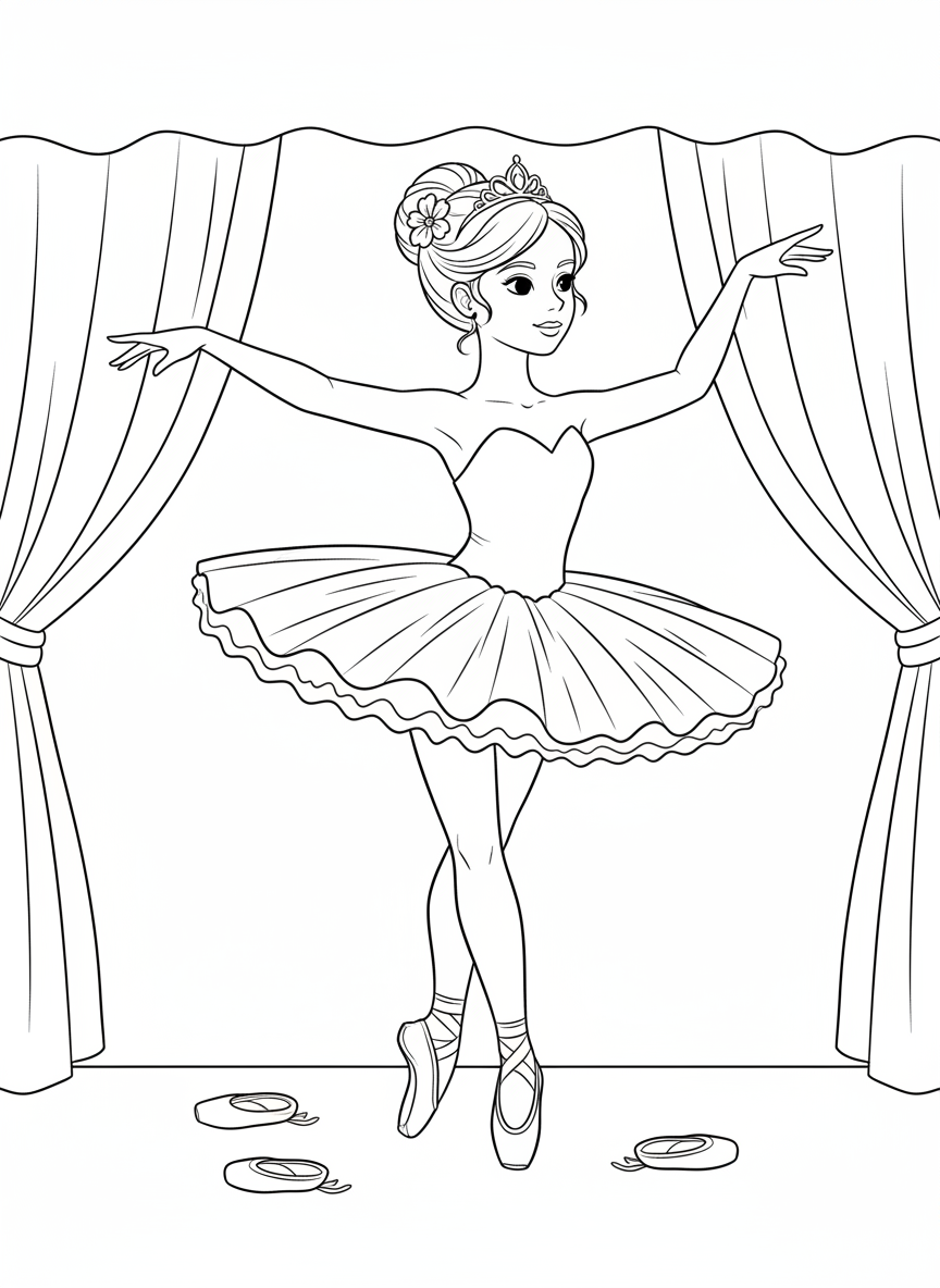 Graceful Ballet Princess Coloring Page