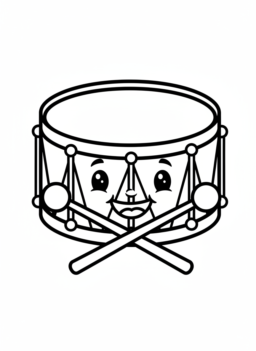 Happy Drum Coloring Page for Kids