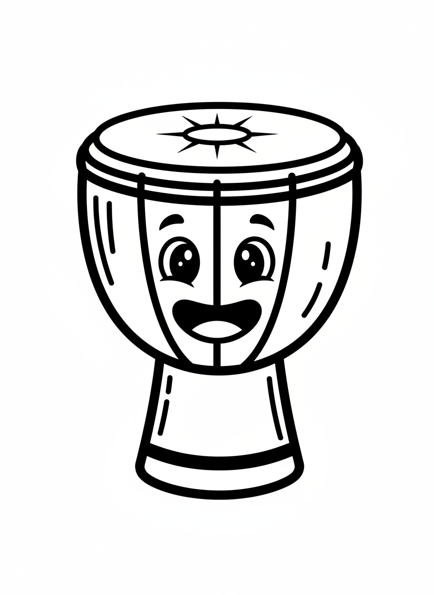 Happy Hand Drum Coloring Page for Kids