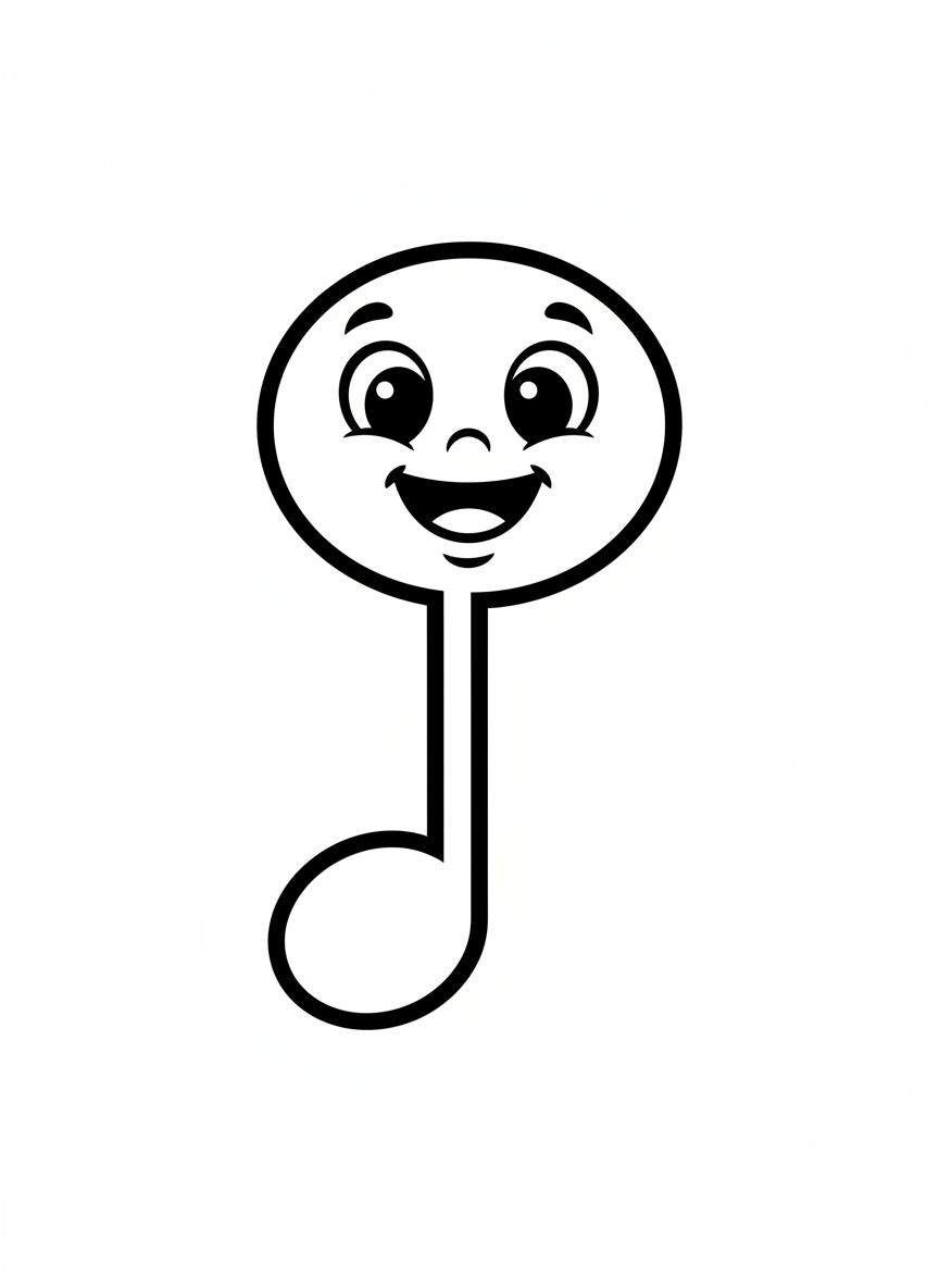Happy Musical Note Coloring Page for Kids