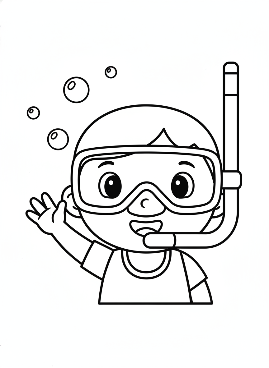 Happy Snorkeler: Fun Underwater Adventure Coloring Page for Kids
