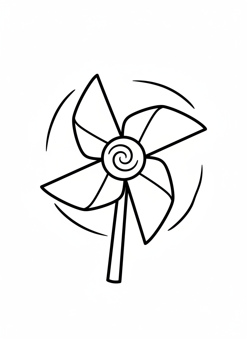 Happy Spinning Pinwheel Coloring Page for Kids