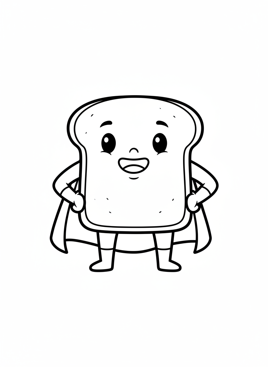 Happy Toast Superhero Coloring Page