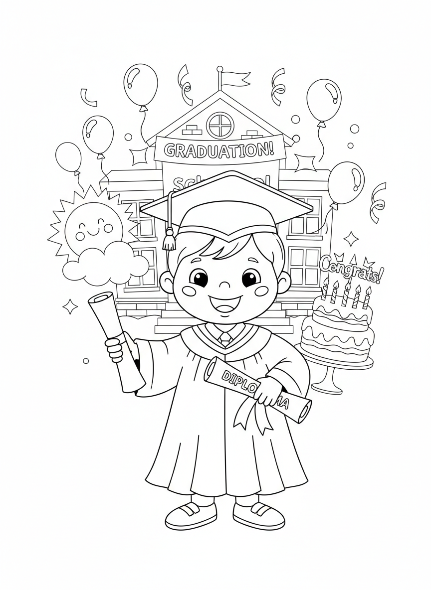 Joyful Graduation Celebration Coloring Page