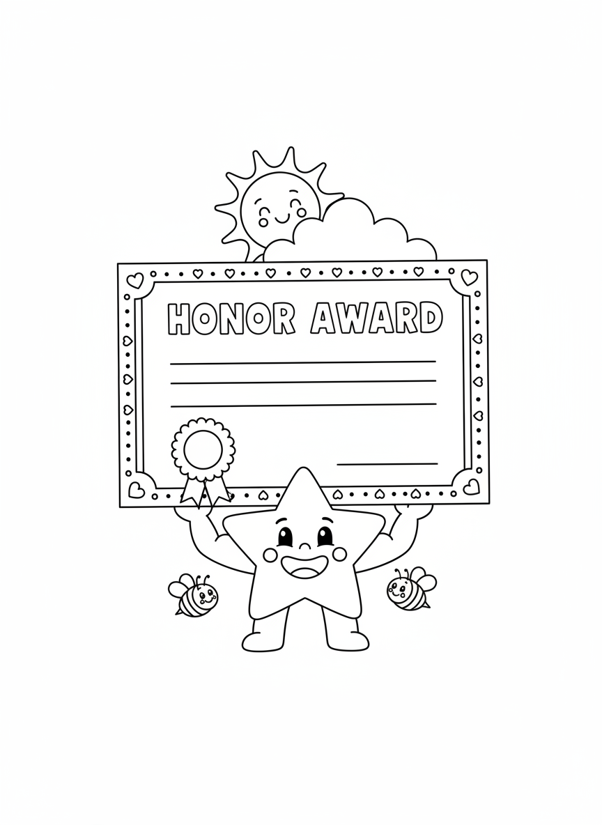 Joyful Honor Certificate Coloring Page