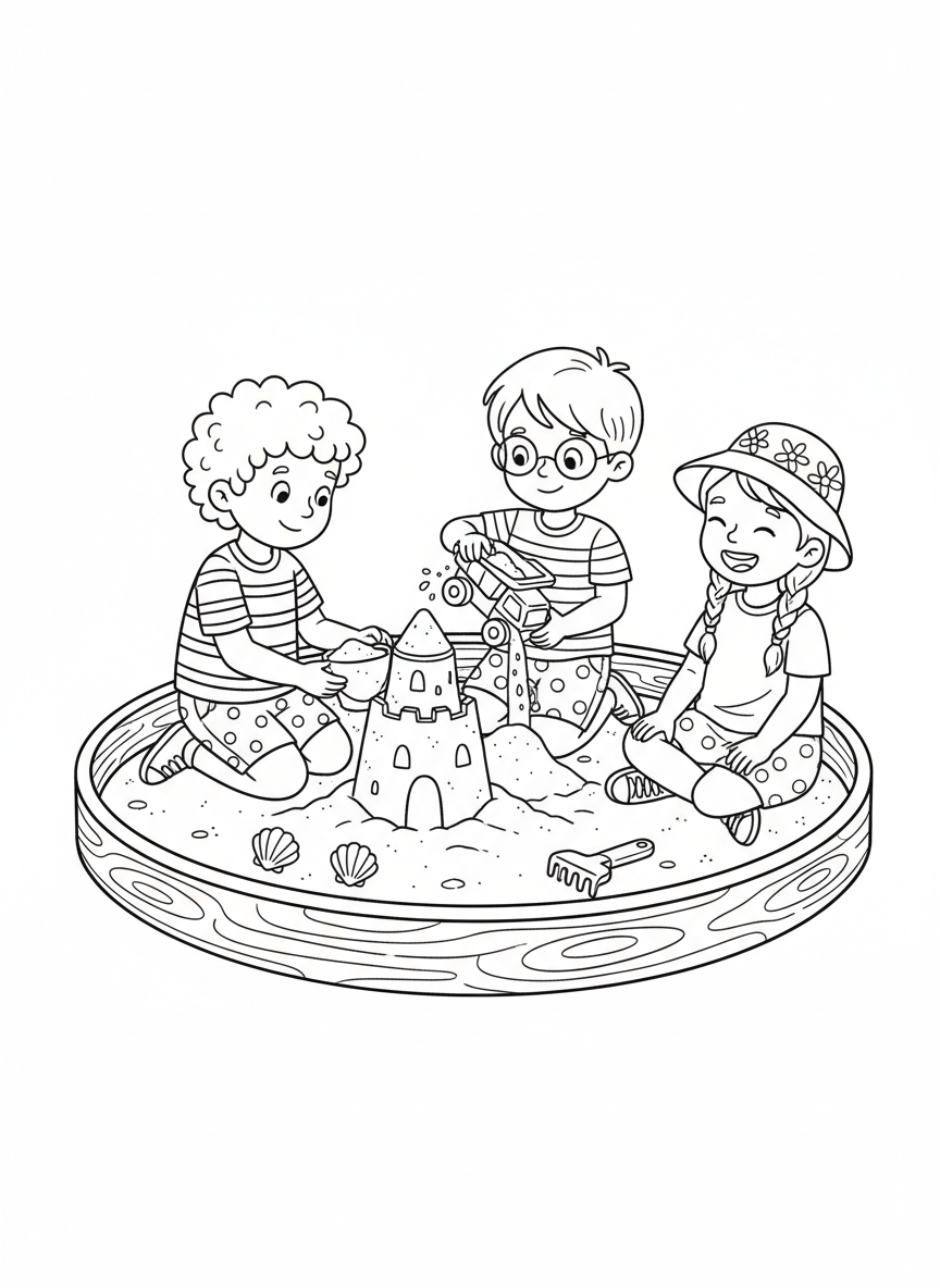 Joyful Sandbox Friends Coloring Page